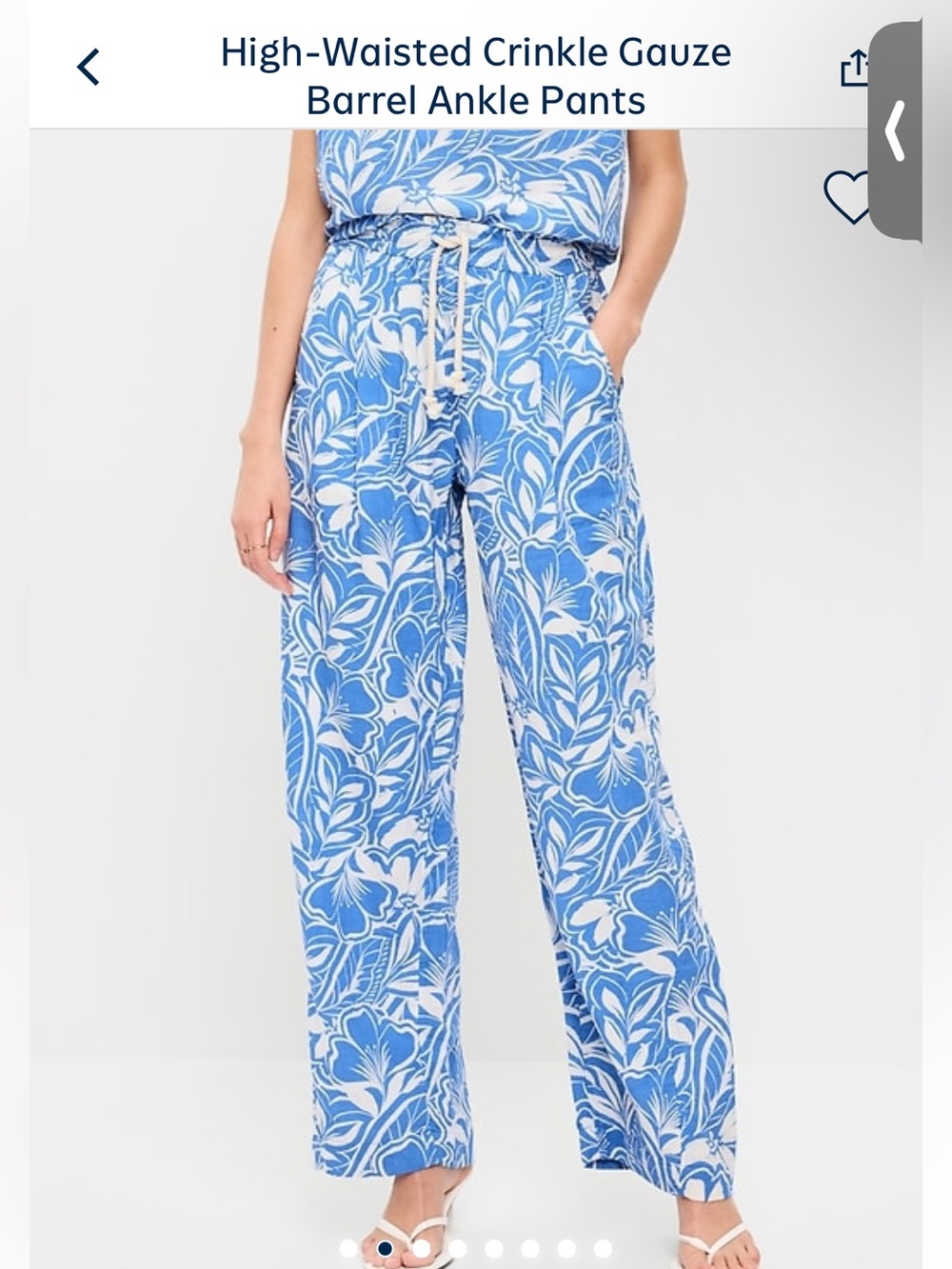 Old Navy Women High waisted crinkle gauze ankle pants Floral print size M Tall